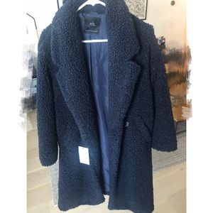 Navy Zara teddy coat